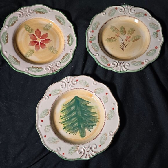 Set Of 3 Royal Norfolk Stoneware Christmas Plates - Picture 1 of 7